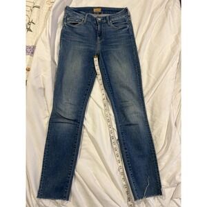 Mother Women's Blue Jeans Size 25 The Looked Ankle Fray Birds‎ Of Paradise